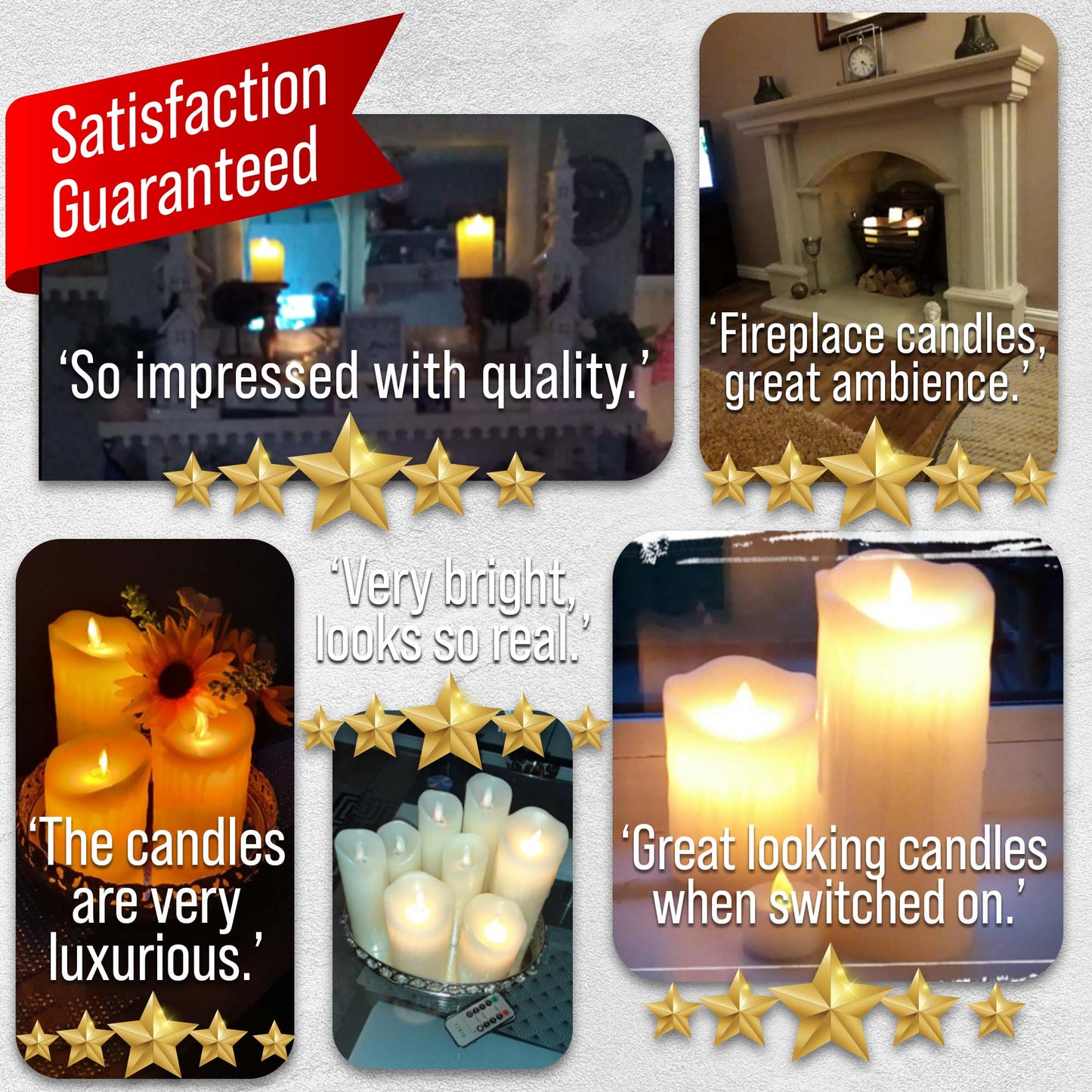 LED Flickering Candle Set (Wax Dripped) with remote control - DSL