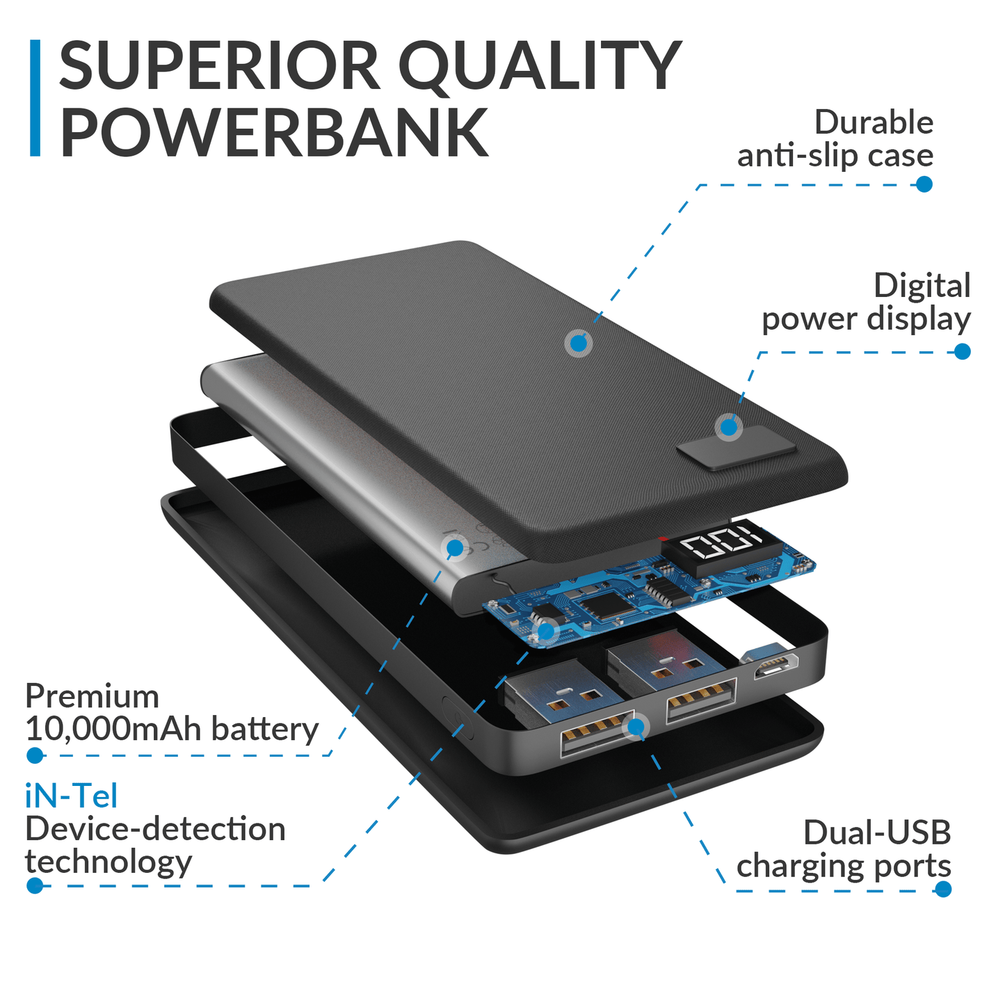 10,000 mAh Battery Power Bank - DSL