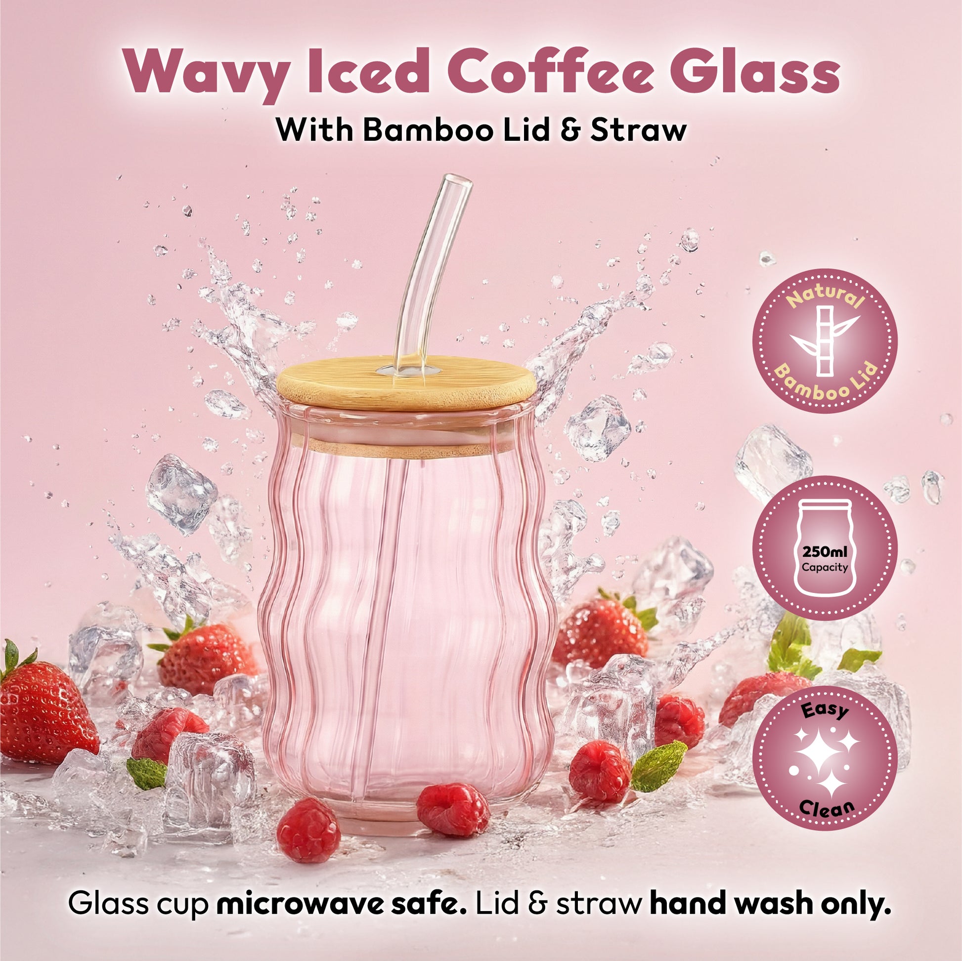 Wavy Iced Coffee Glass - Aesthetic Cold Brew Cup for Coffee Lovers - DSL