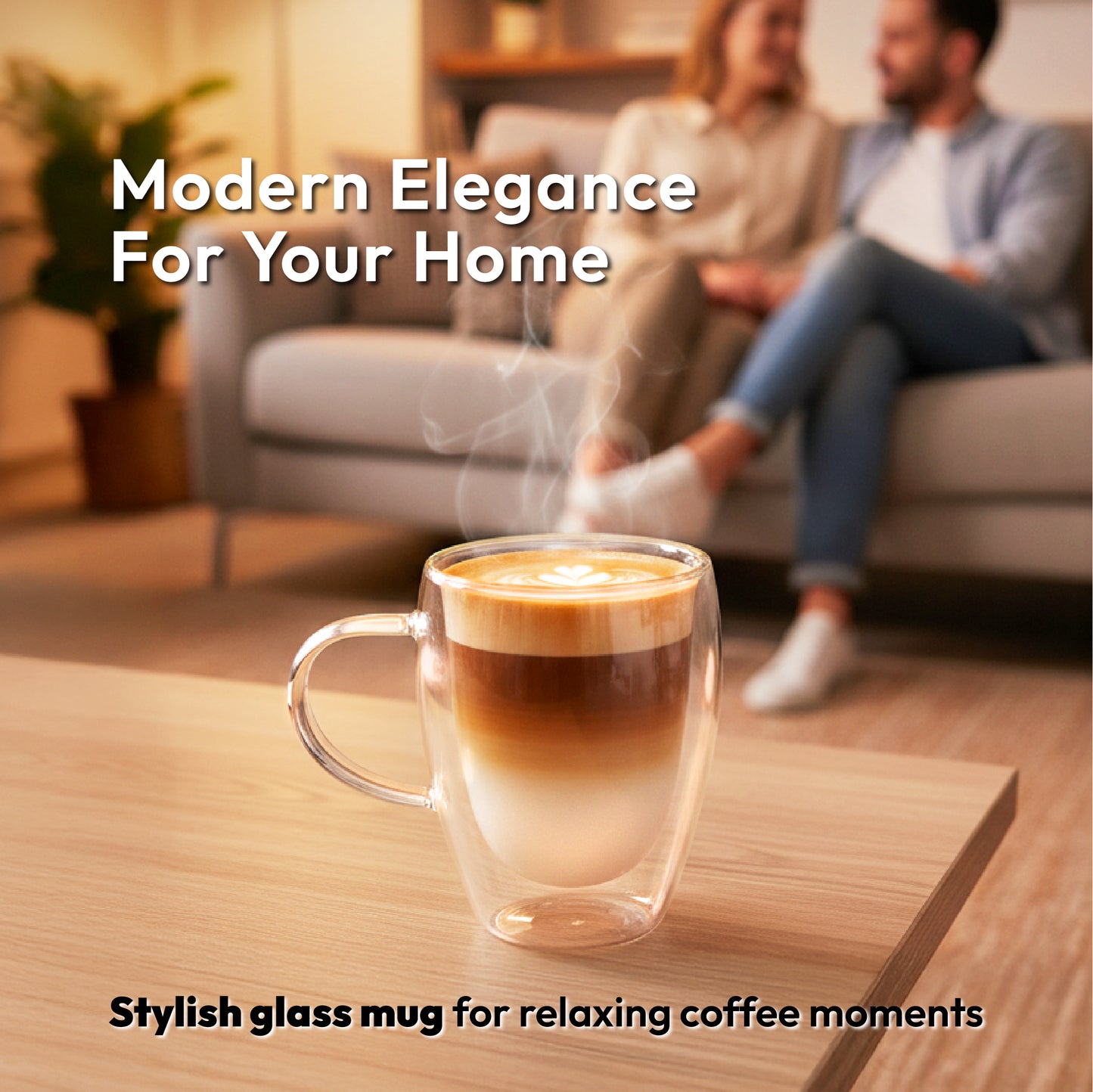 iN Insulated Glass Mug 350ml – Double Wall Borosilicate Glass Coffee Cup for Hot & Cold Drinks - DSL