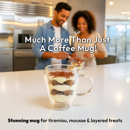 iN Insulated Glass Mug 350ml – Double Wall Borosilicate Glass Coffee Cup for Hot & Cold Drinks - DSL