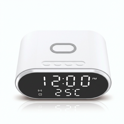 2-in-1 Digital Wireless Charging Alarm Clock | 15W Fast Qi Charger