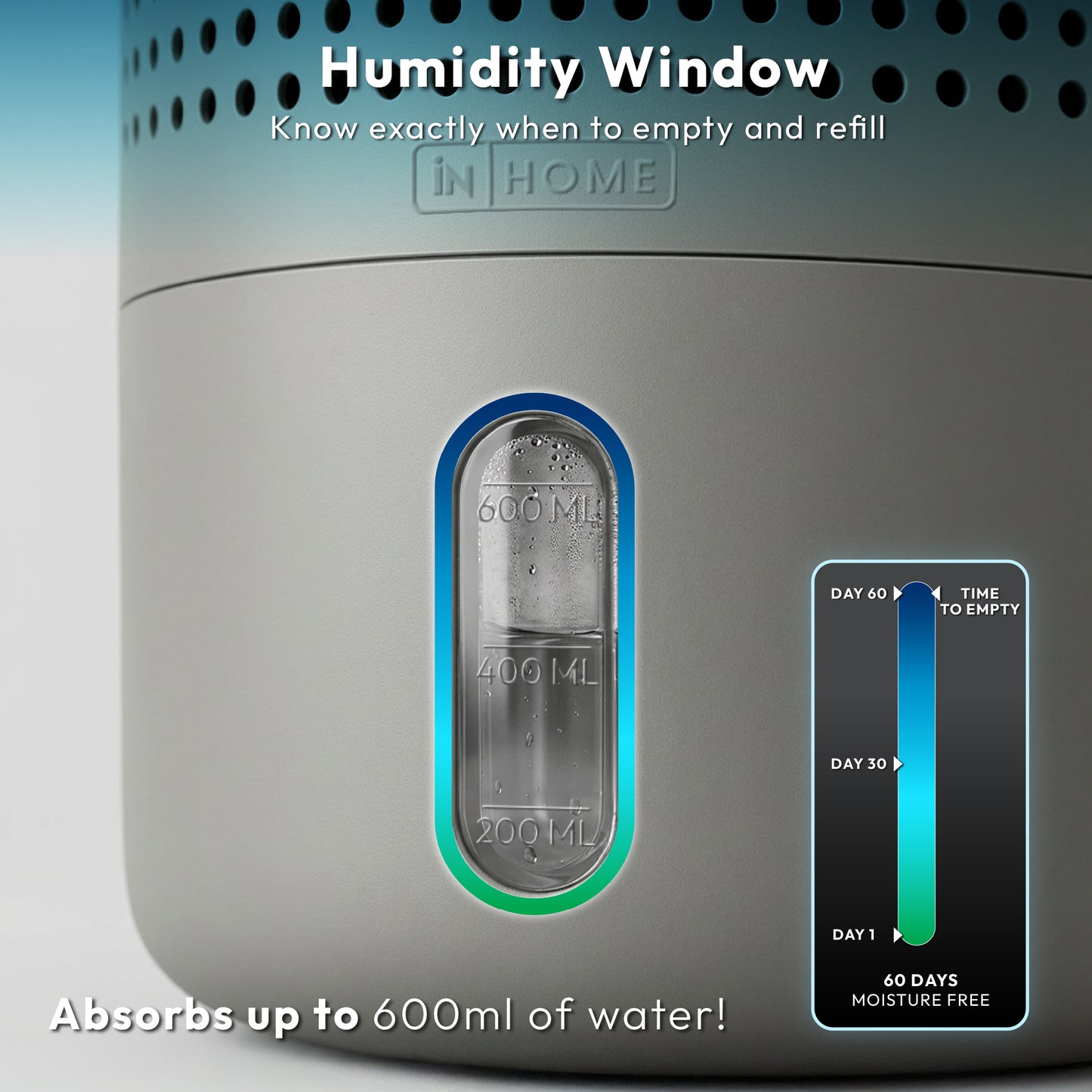 iN Dehumidifier with 2×300g Refillable Absorb Bags | UK Safety Compliant | Zero Energy Consumption Moisture Absorber - DSL