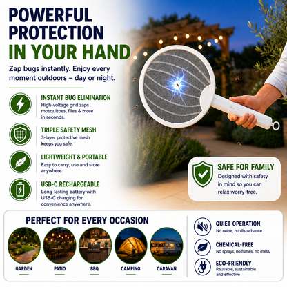 3-in-1 Rechargeable Bug Zapper Racket