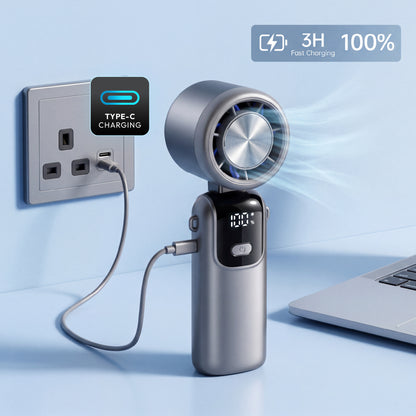 iN Handheld Fan with 1–100 Speed Control, Premium Turbo Mini Fan USB-C Rechargeable