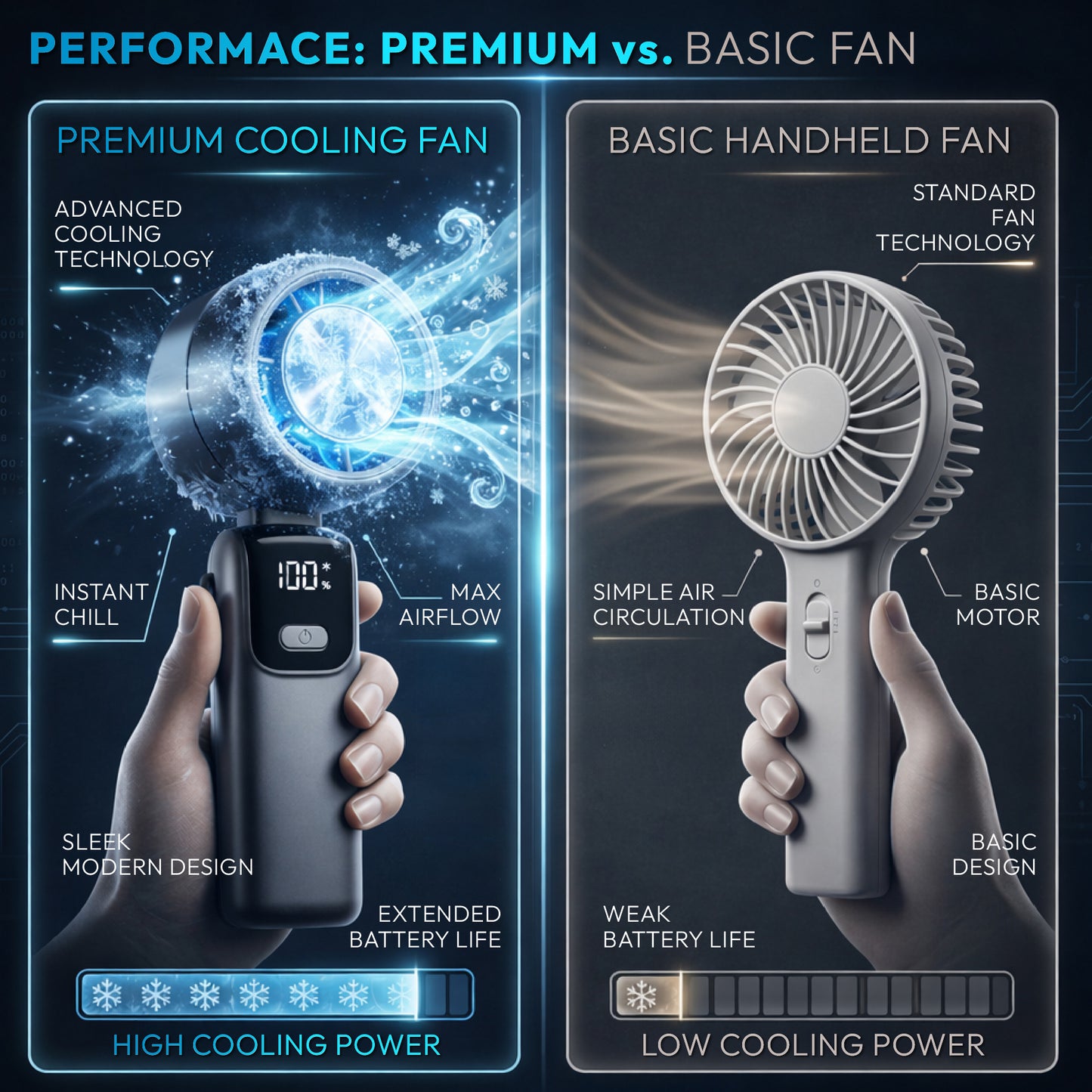 iN Handheld Fan with 1–100 Speed Control, Premium Turbo Mini Fan USB-C Rechargeable