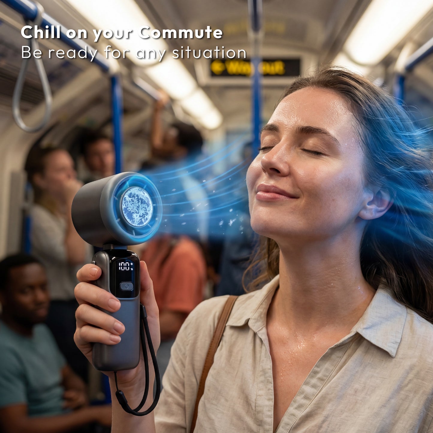 iN Handheld Fan with 1–100 Speed Control, Premium Turbo Mini Fan USB-C Rechargeable