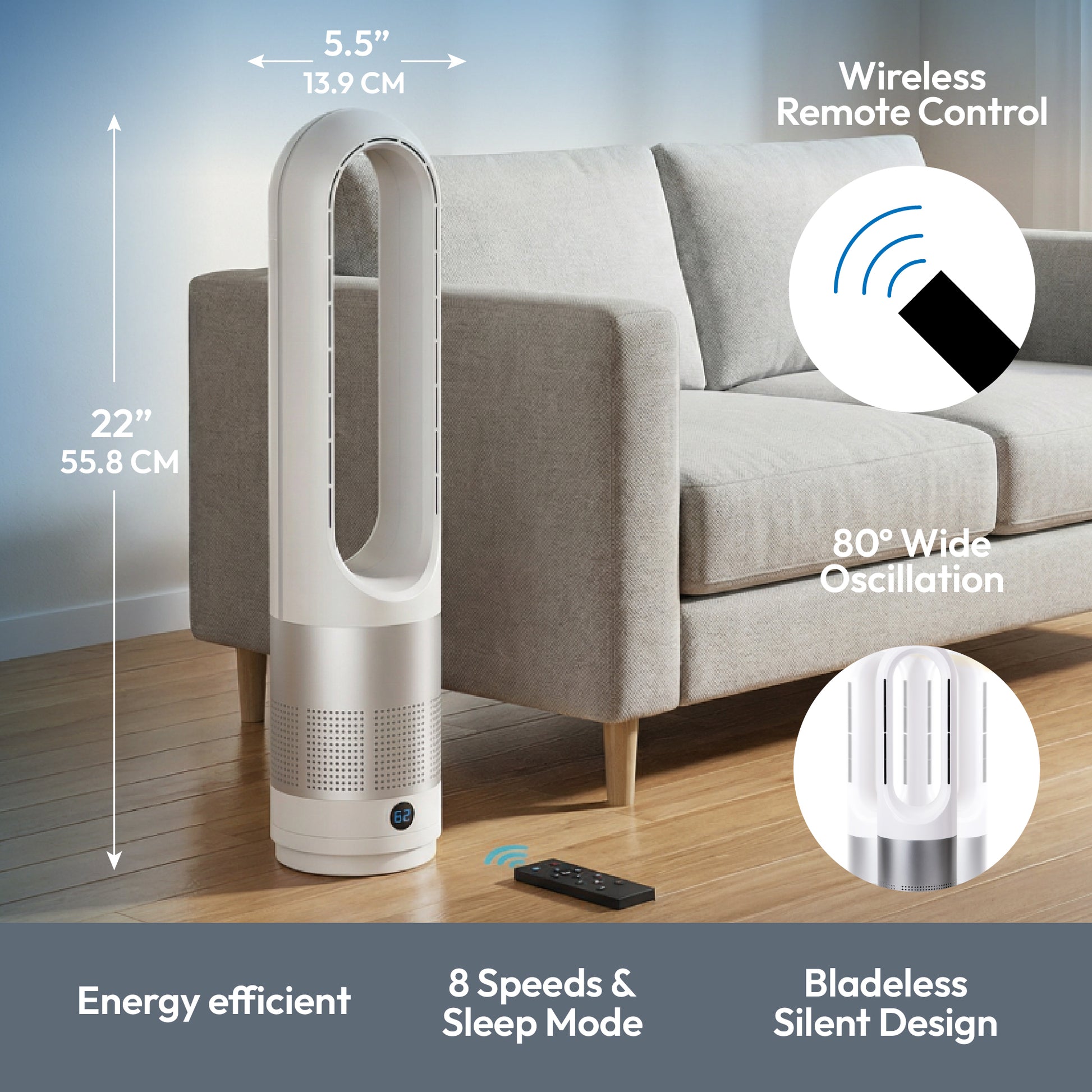 iN Heating & Cooling Bladeless Fan with Remote - DSL