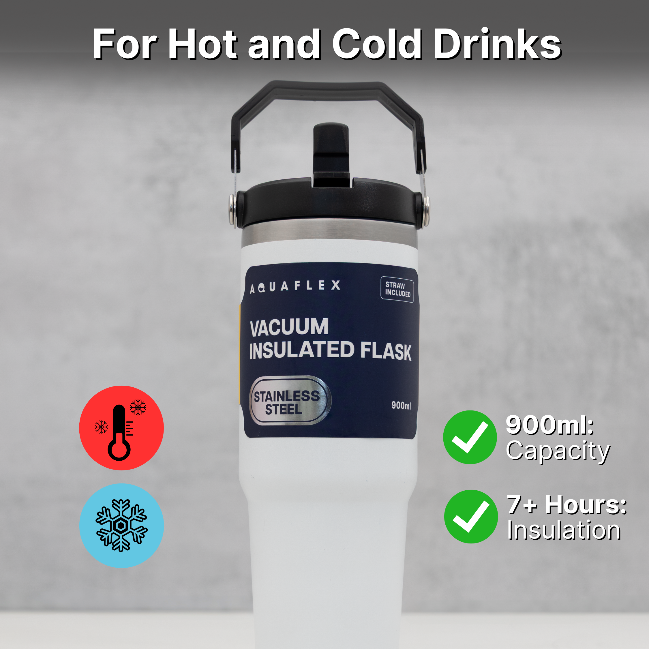 Stainless Steel Water Bottle - Double Wall Vacuum Insulated Tumbler with Straw & Air-Tight Seal, BPA-Free Travel Mug, Spill-Resistant, 7 Hour Insulation for Hot or Cold Drinks, Quencher - DSL