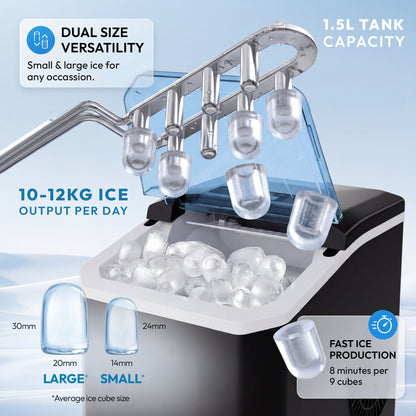 iN Ice Maker Machine – 9 Bullet Ice Cubes in 8 Mins, 12kg Daily Output