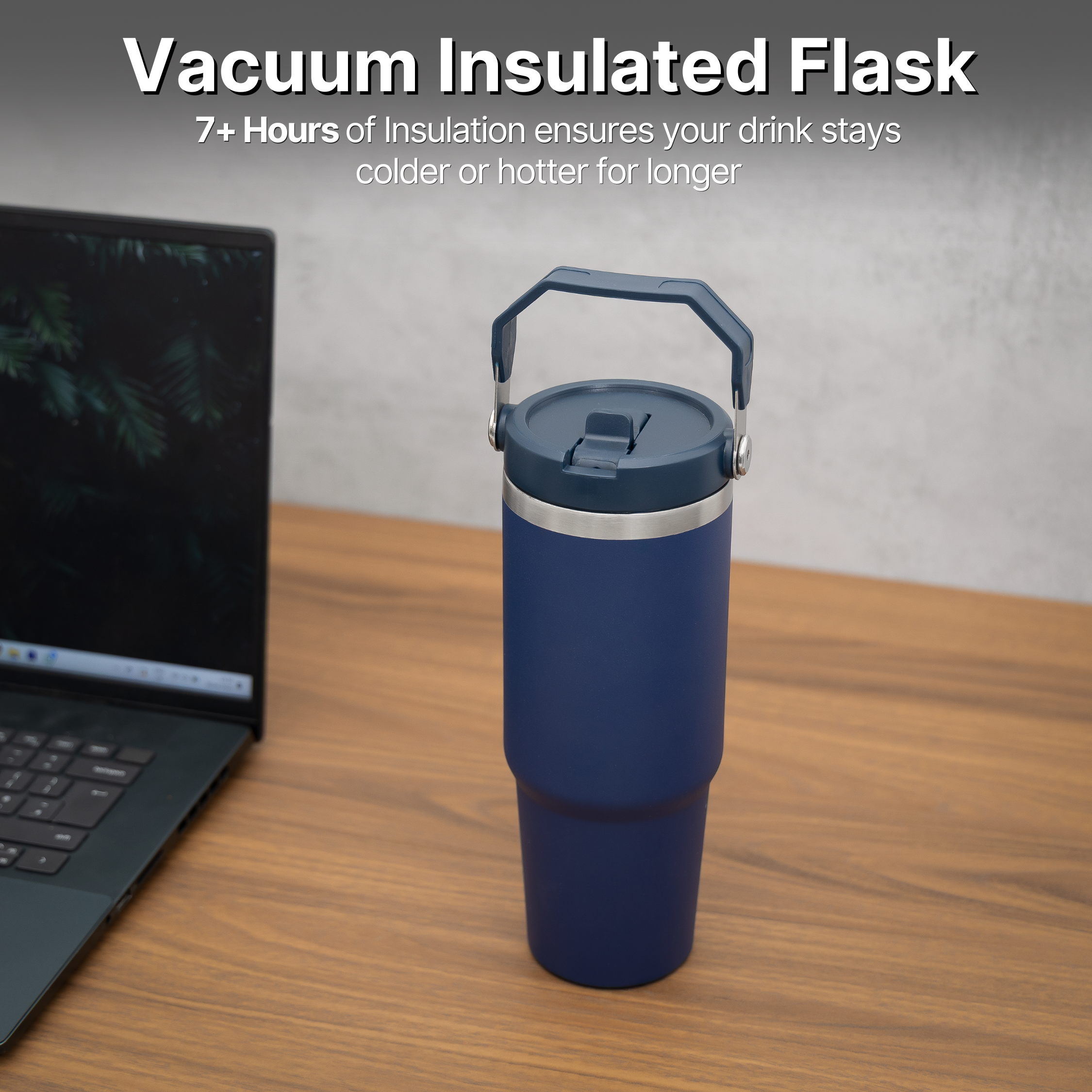 Stainless Steel Water Bottle - Double Wall Vacuum Insulated Tumbler with Straw & Air-Tight Seal, BPA-Free Travel Mug, Spill-Resistant, 7 Hour Insulation for Hot or Cold Drinks, Quencher - DSL