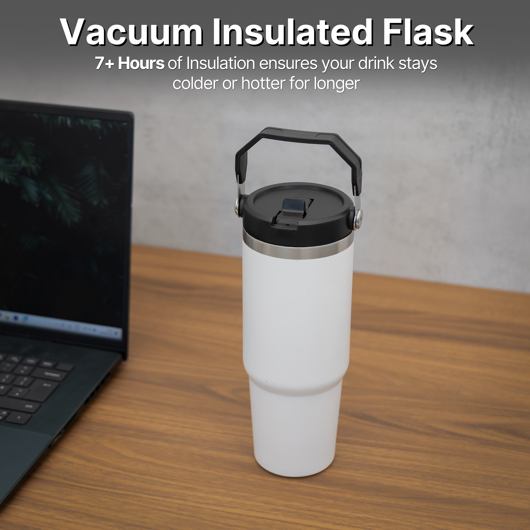 Stainless Steel Water Bottle - Double Wall Vacuum Insulated Tumbler with Straw & Air-Tight Seal, BPA-Free Travel Mug, Spill-Resistant, 7 Hour Insulation for Hot or Cold Drinks, Quencher - DSL