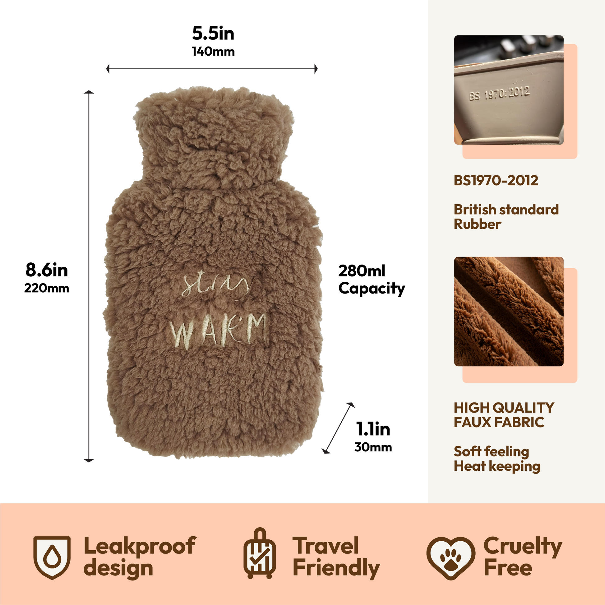 Mini Hot Water Bottle with Super Soft Cover – Travel Size - DSL