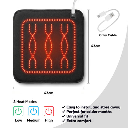iN Universal Heated Seat Cushion | Portable Heating Pad with Adjustable Temperature  44X44cm - DSL