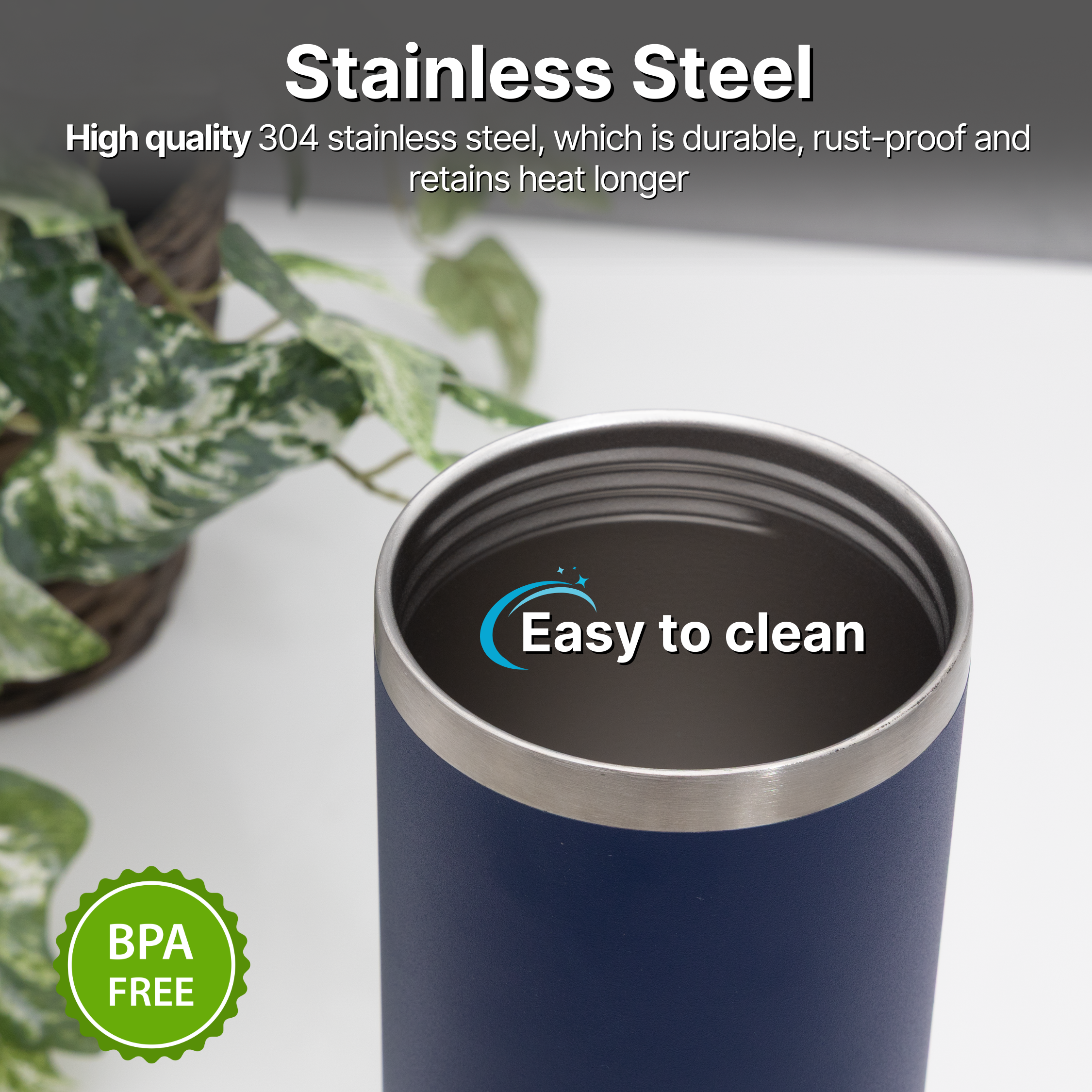 Stainless Steel Water Bottle - Double Wall Vacuum Insulated Tumbler with Straw & Air-Tight Seal, BPA-Free Travel Mug, Spill-Resistant, 7 Hour Insulation for Hot or Cold Drinks, Quencher - DSL