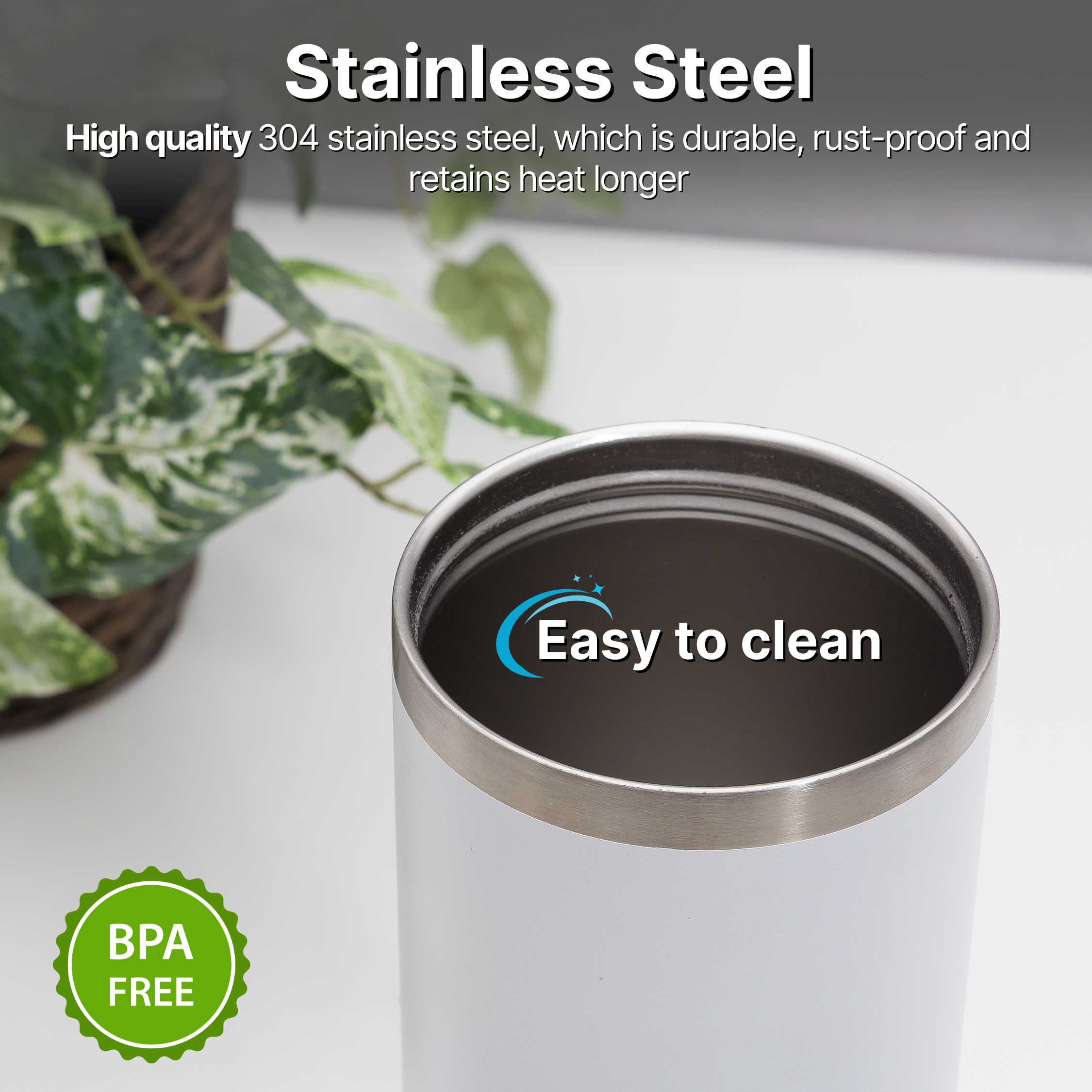 Stainless Steel Water Bottle - Double Wall Vacuum Insulated Tumbler with Straw & Air-Tight Seal, BPA-Free Travel Mug, Spill-Resistant, 7 Hour Insulation for Hot or Cold Drinks, Quencher - DSL