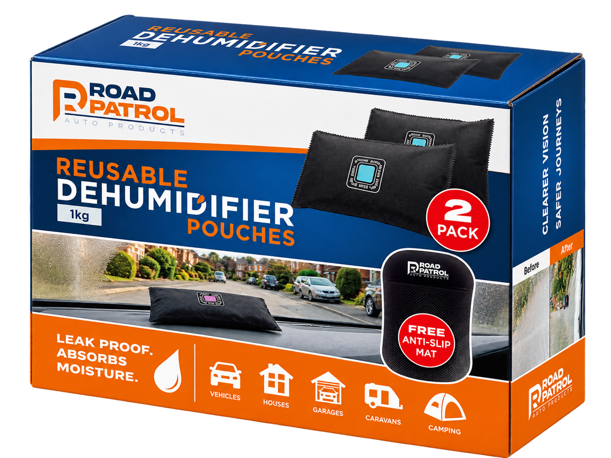 RoadPatrol Reusable Dehumidifier Bags – 2 Pack Moisture Absorber Pouches for Cars, Homes, Caravans & Garages - DSL