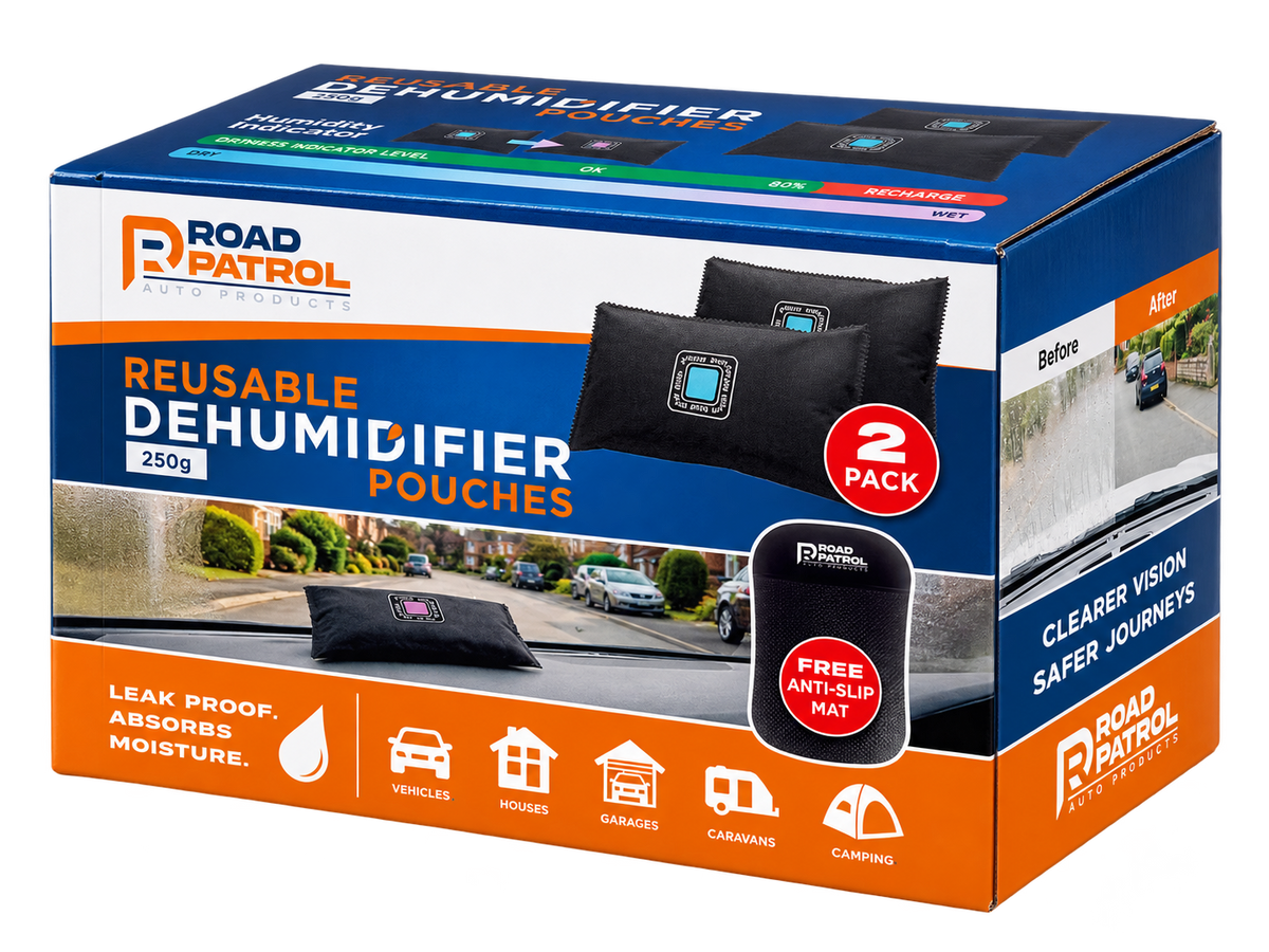 RoadPatrol Reusable Dehumidifier Bags – 2 Pack Moisture Absorber Pouches for Cars, Homes, Caravans & Garages - DSL