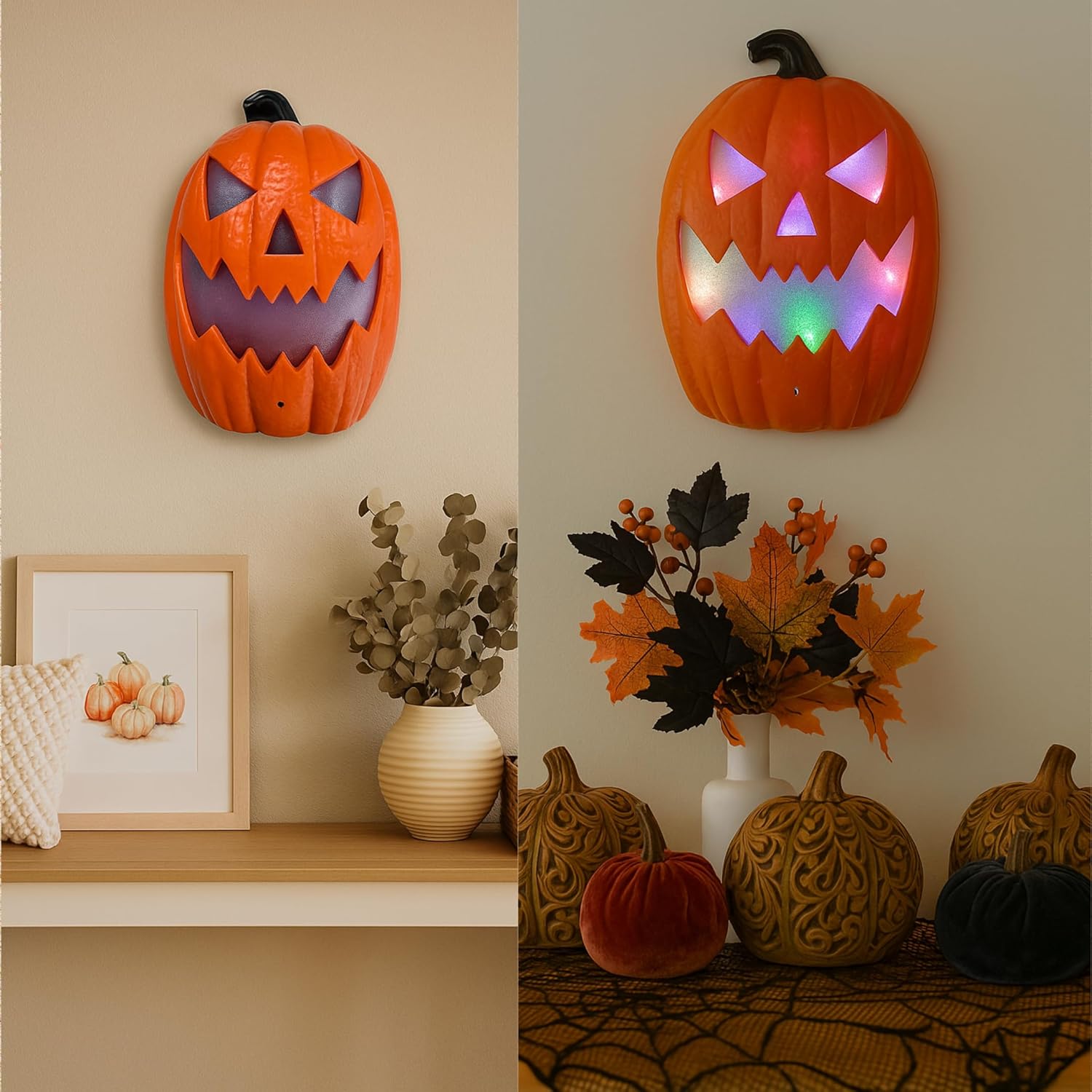iN Halloween LED Pumpkin - Halloween Decoration - Colour Changing - Spooky Sounds - Motion Detection -Size 21.5x10x30cm - DSL