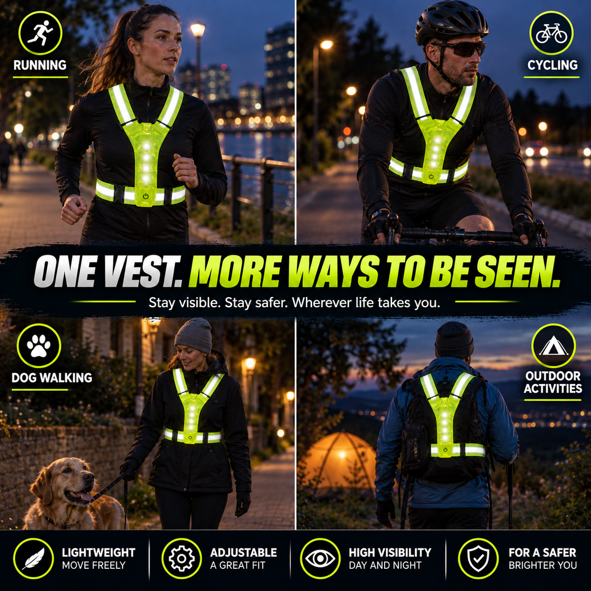 LED Strap 'n' Secure Hi Vis Lumivest - DSL - DSL