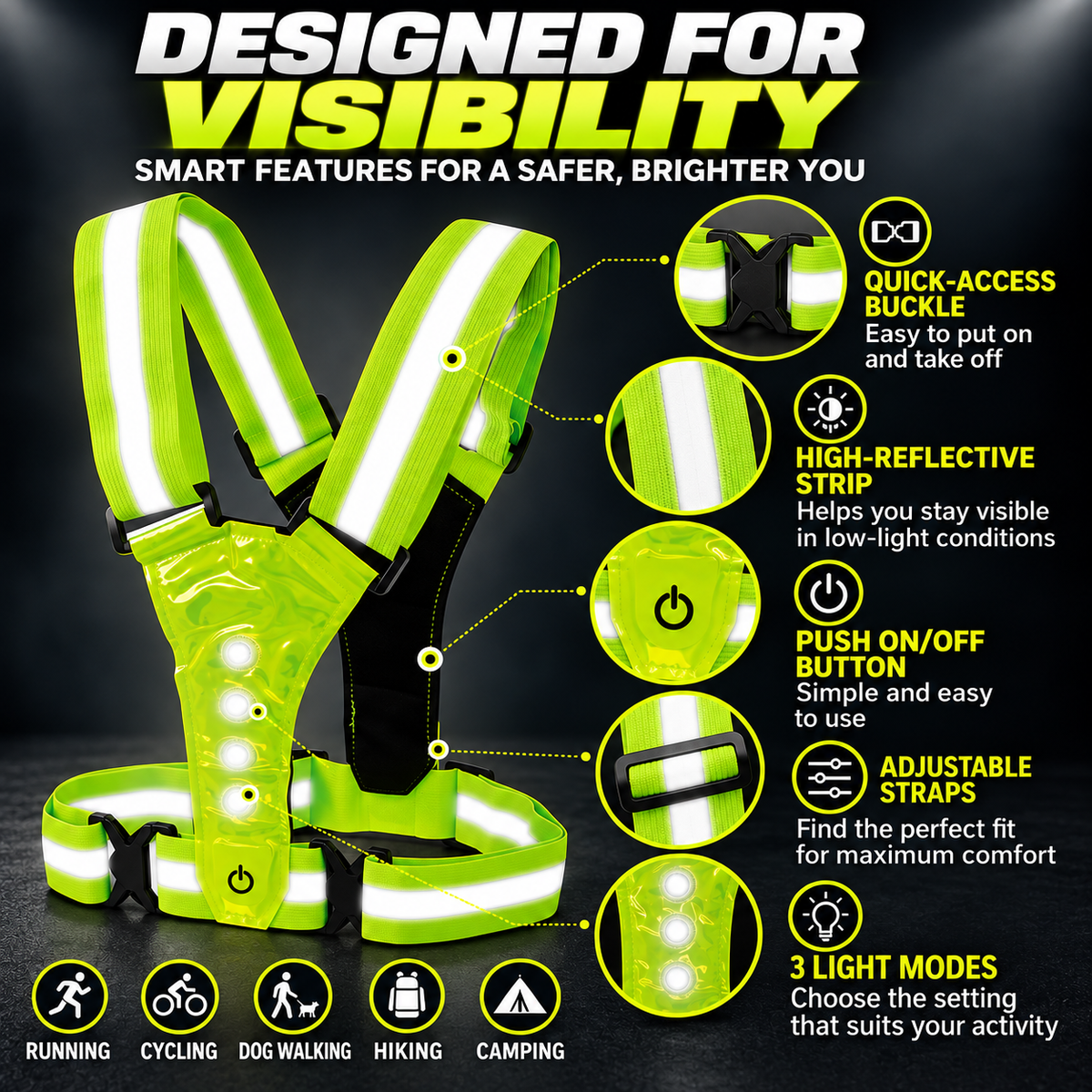 LED Strap 'n' Secure Hi Vis Lumivest - DSL - DSL