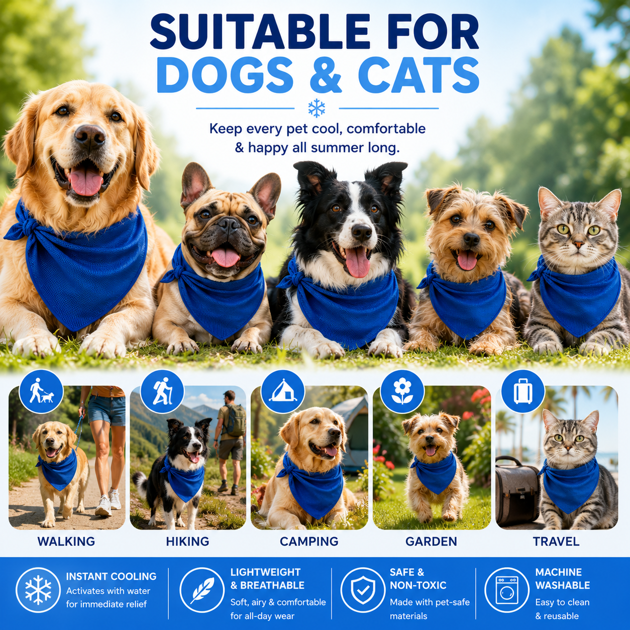 PawPride Dog Cooling Bandana - Lightweight Bandana for Dogs and Cats, Dog Cooling Collar for Summer Comfort
