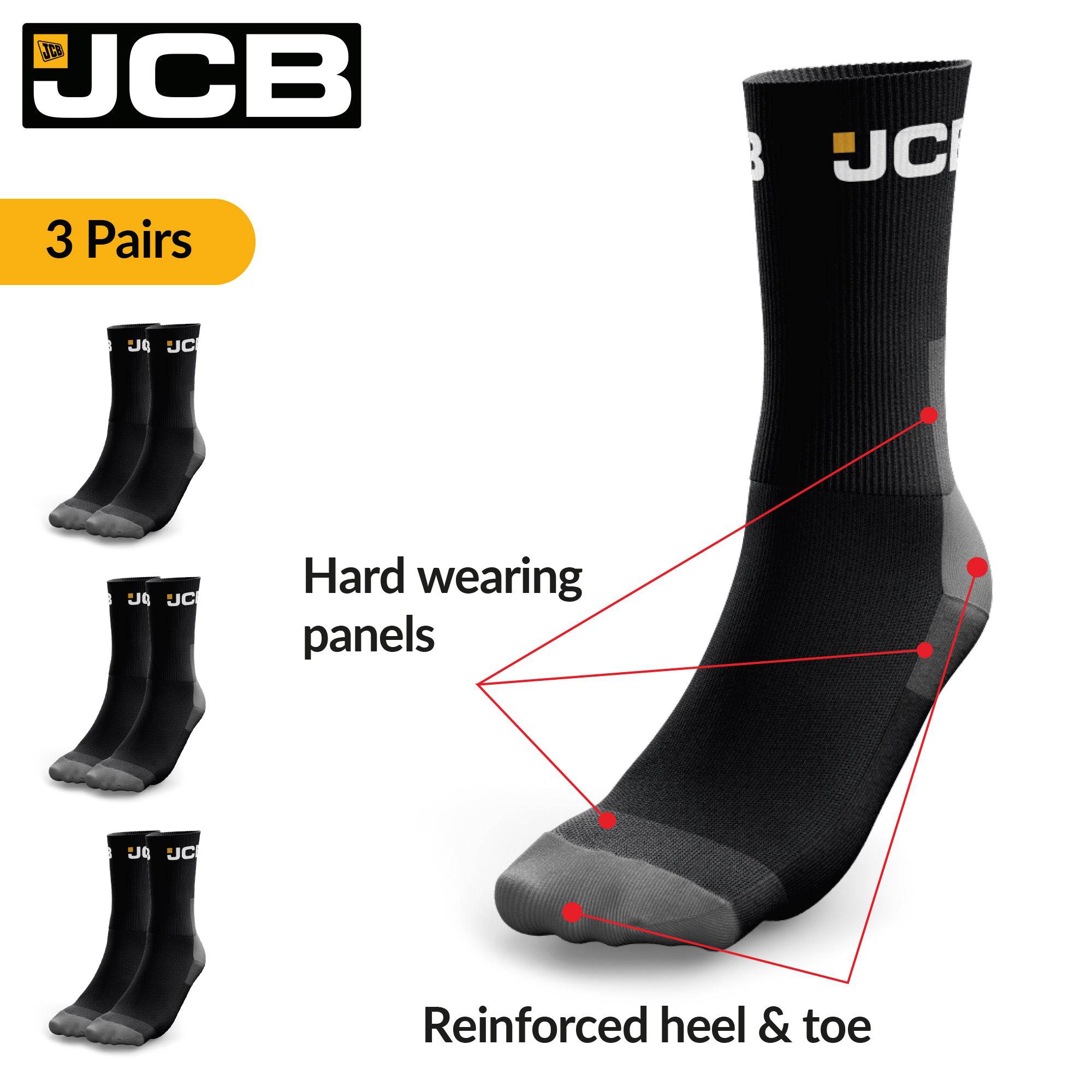 Black Socks 3 Pack - JCB - DSL