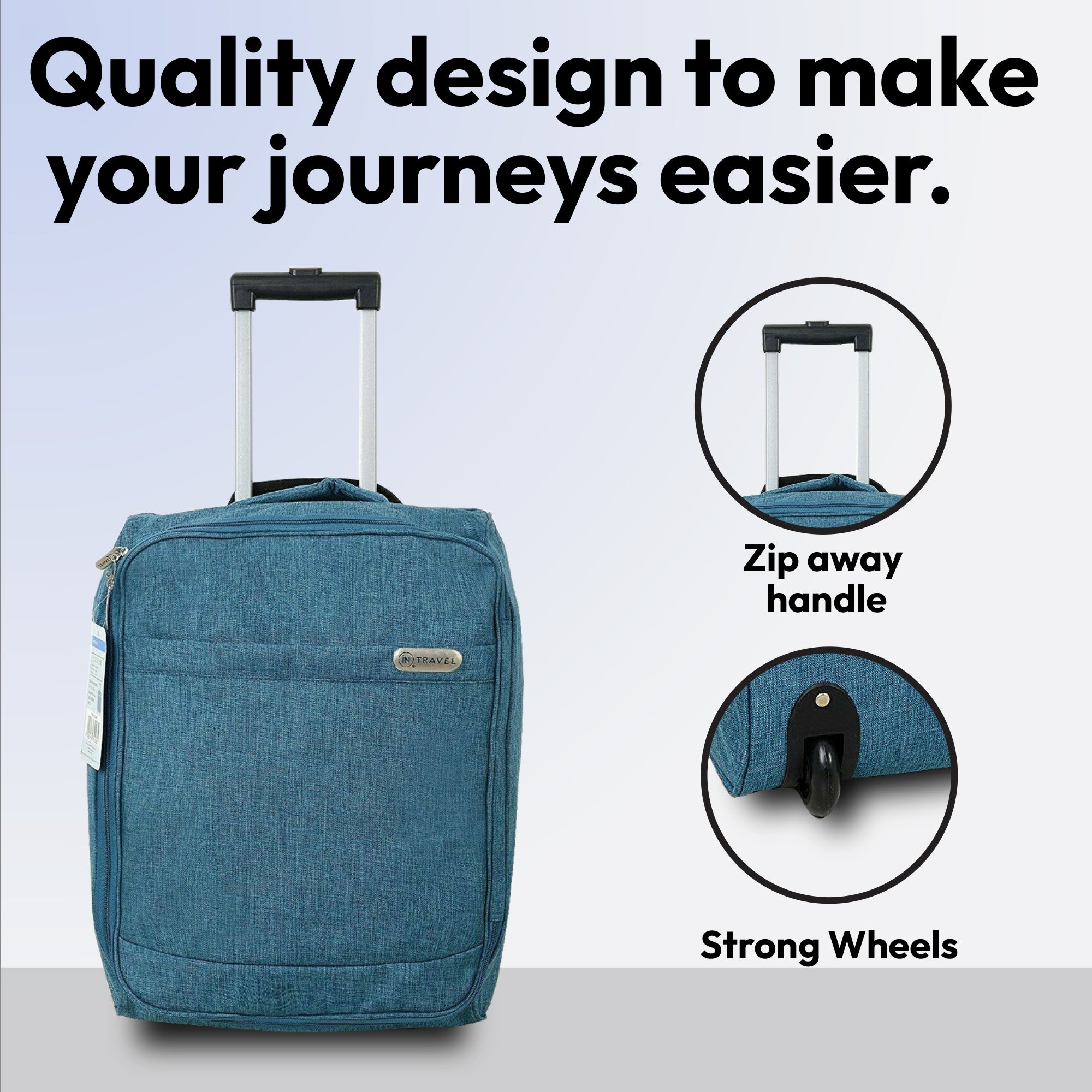 Travel Luggage Trolley with Extendable Handle on Wheels (Teal) - DSL