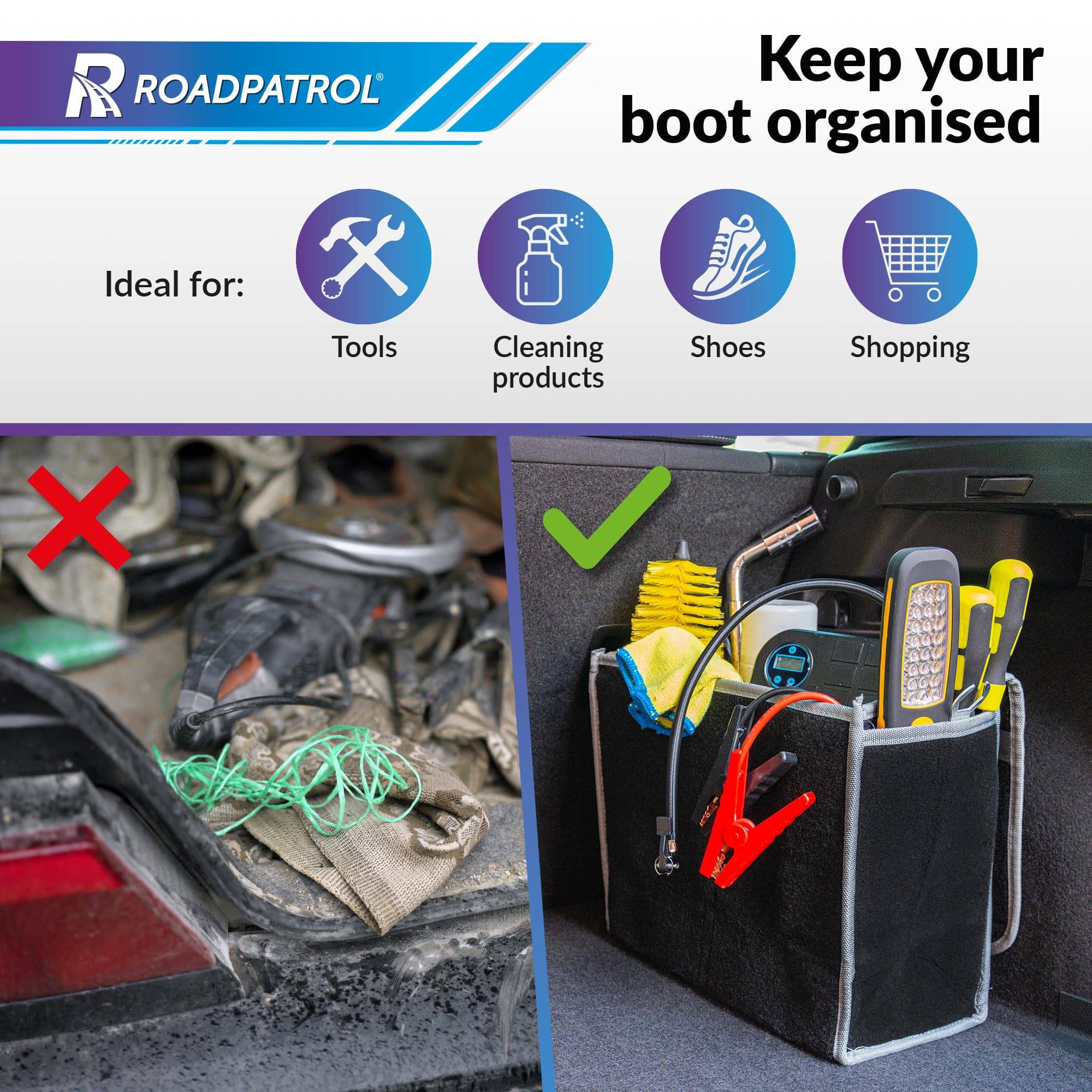 Foldable Car Boot Organiser Bag - Roadpatrol - DSL