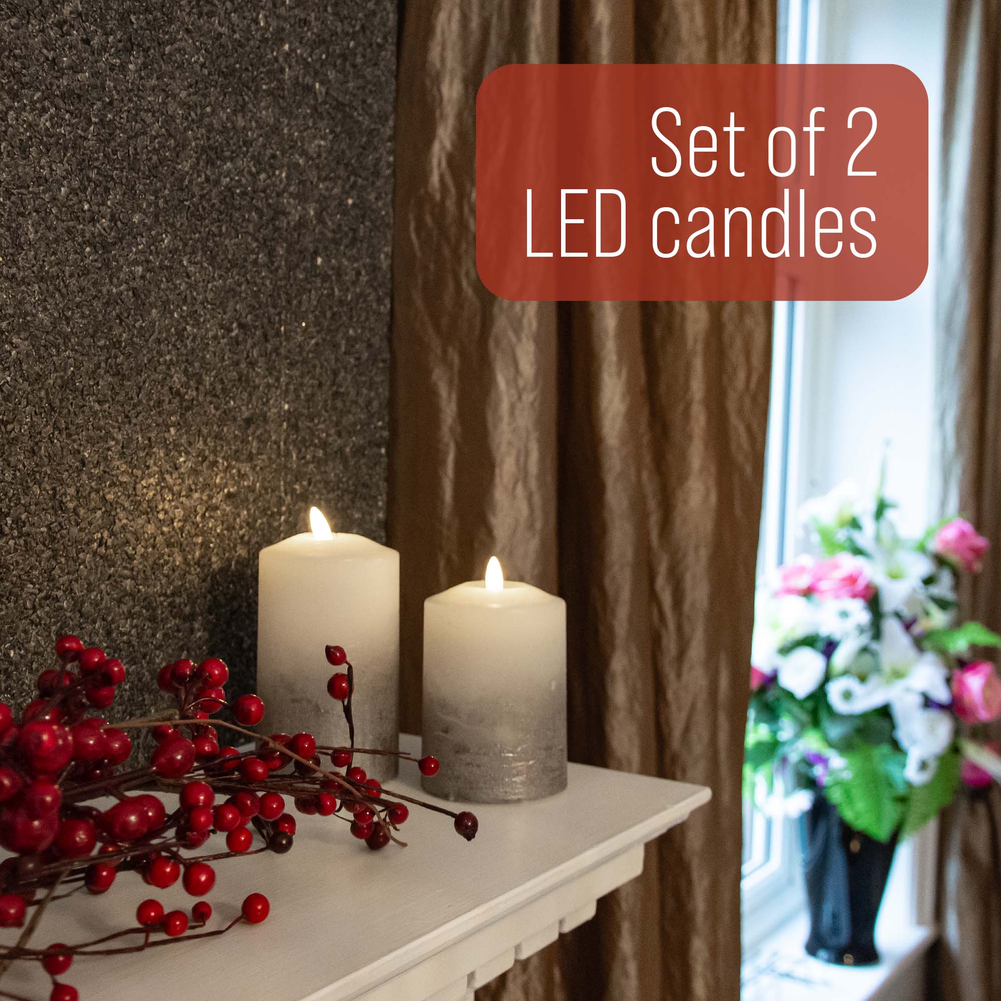 Flameless LED Candles (Ombre) with remote control (Set of 2) - DSL