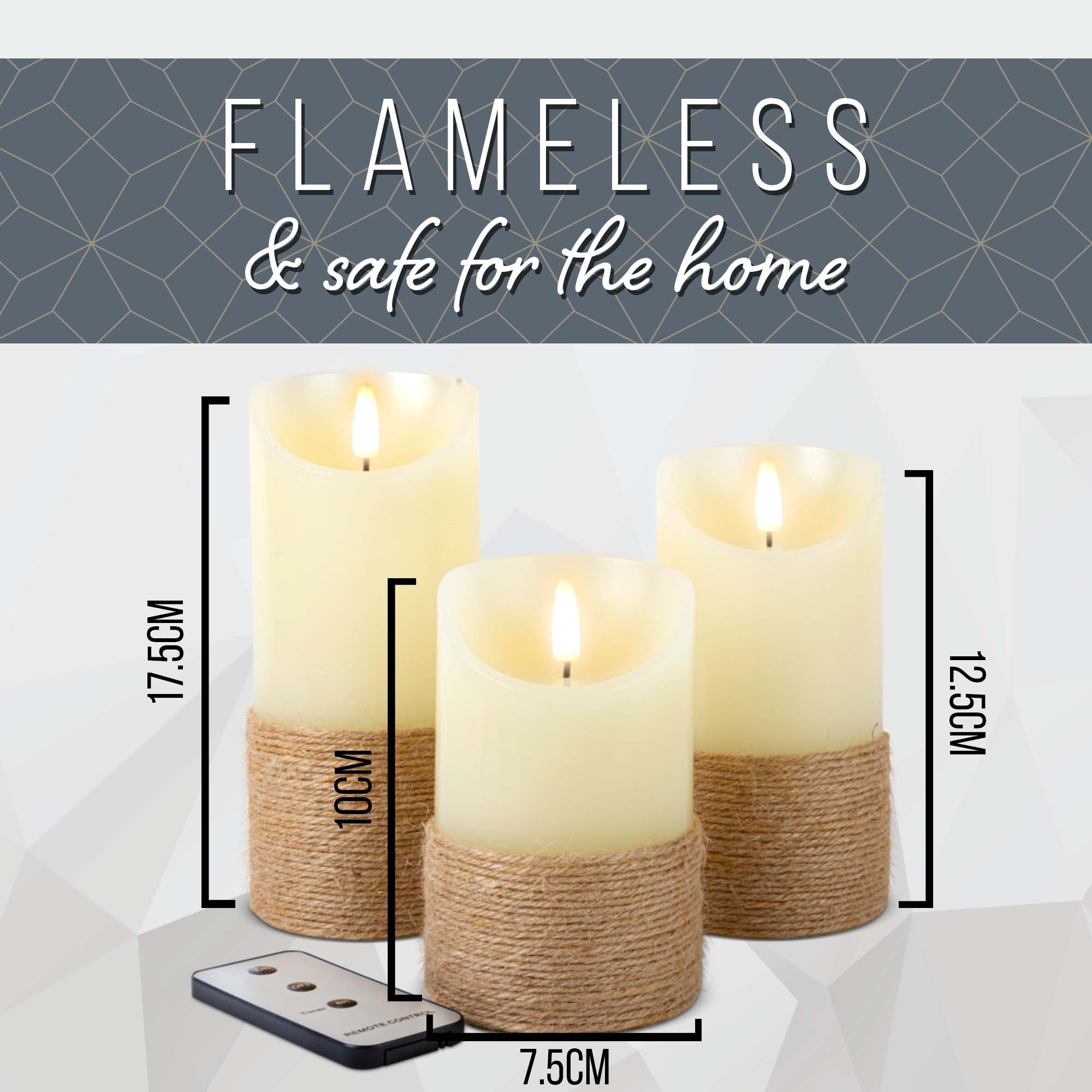 Neutral Flameless LED Candles - Rope Design - DSL
