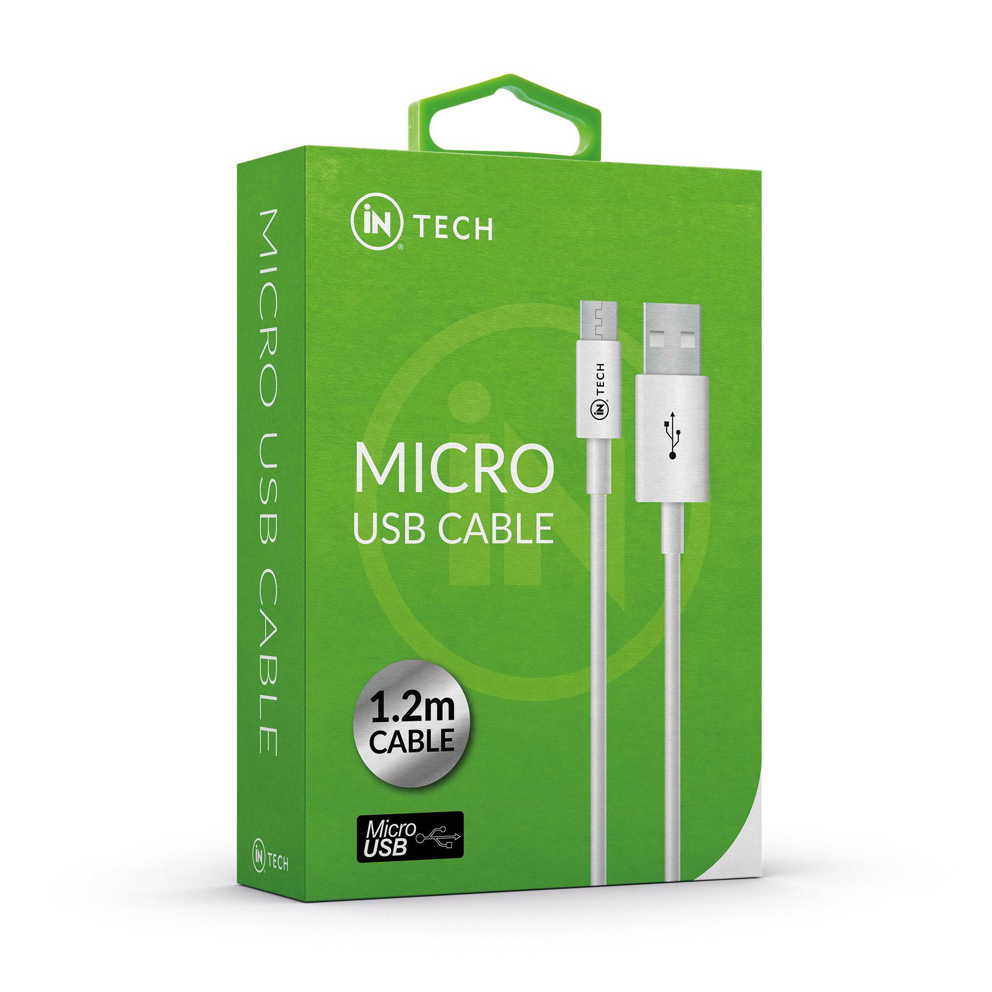 Micro USB Cable Charger and Data Transfer Cable 1.2m (White) - iN Tech - DSL